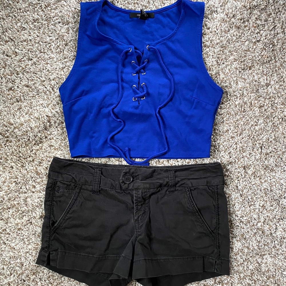 Forever 21 Lace Up Crop Tank - Size M